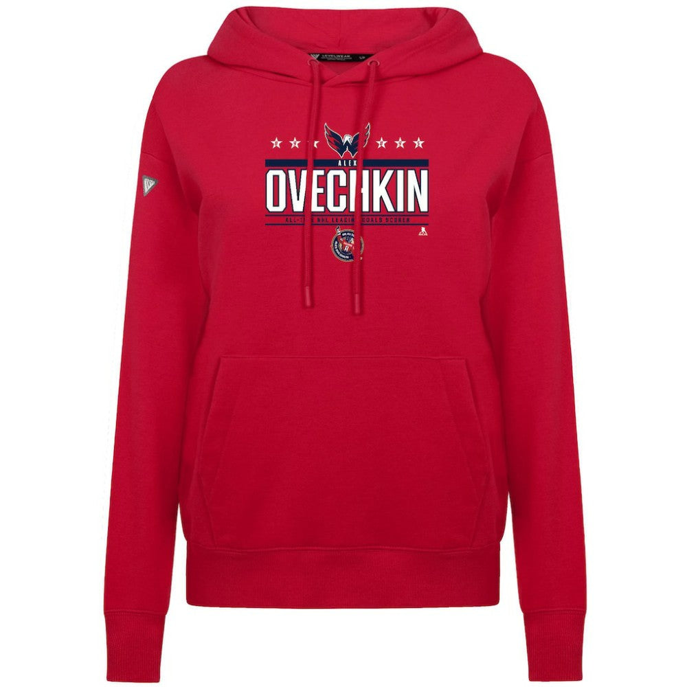 Alexander Ovechkin Washington Capitals Levelwear Women's NHL All-Time Leading Goal Scorer Milestone Stripes Name & Number Adorn Pullover Hoodie - Red - NHL 203056632