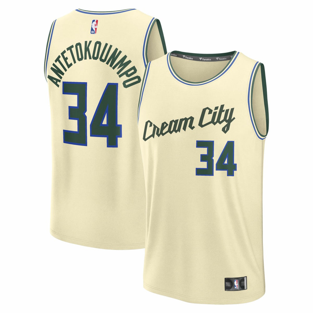 Giannis Antetokounmpo Milwaukee Bucks 2025/26 City Edition Fast Break Jersey Cream | Fanatics outlet