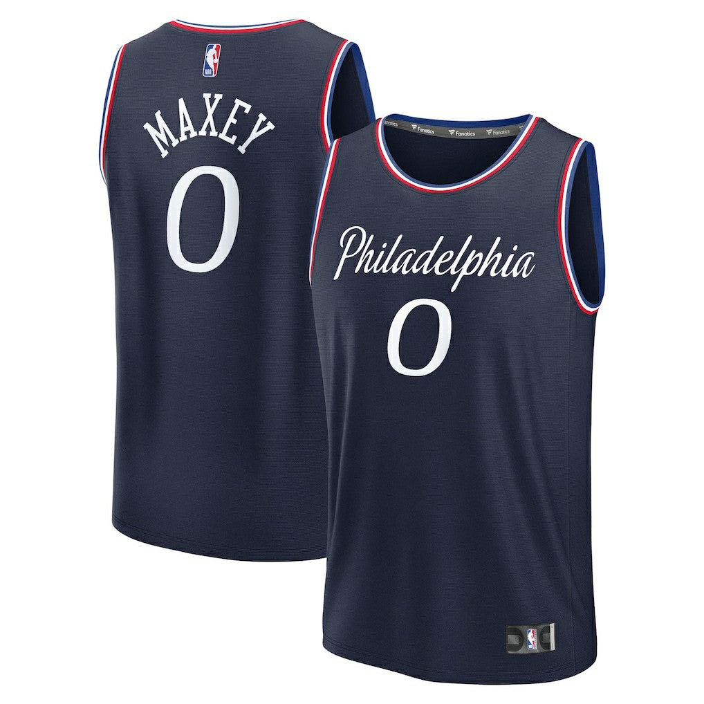 Tyrese Maxey Philadelphia 76ers Youth 2025/26 City Edition Fast Break Jersey Navy | Fanatics US