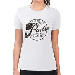 San Diego Padres G-III 4Her by Carl Banks Women's Super-Slim Fit Lightweight Distressed Baseball Team T-Shirt - White - MLB Lifestyle