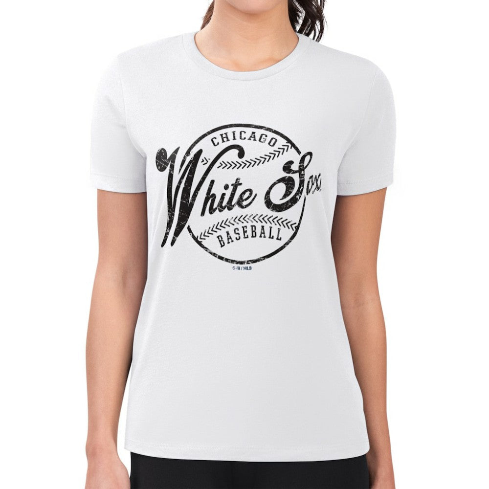 Chicago White Sox G-III 4Her by Carl Banks Women's Super-Slim Fit Lightweight Distressed Baseball Team T-Shirt - White - MLB Online