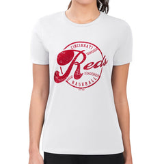 Cincinnati Reds G-III 4Her by Carl Banks Women's Super-Slim Fit Lightweight Distressed Baseball Team T-Shirt - White - MLB Lifestyle