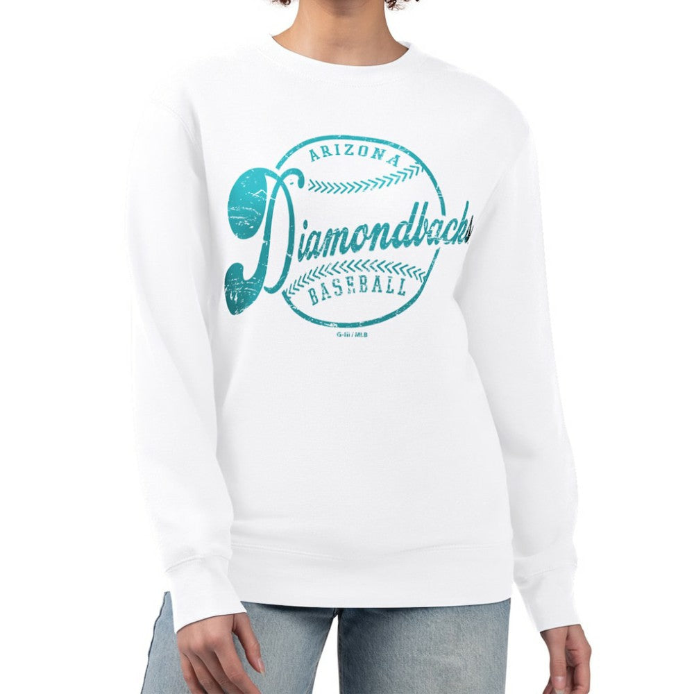 Arizona Diamondbacks G-III 4Her by Carl Banks Women's Distressed Baseball Team Fleece Pullover Sweatshirt - White - MLB Discount
