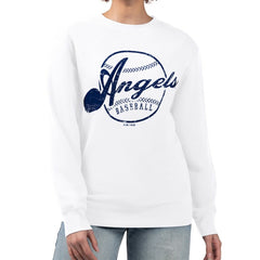 Los Angeles Angels G-III 4Her by Carl Banks Women's Distressed Baseball Team Fleece Pullover Sweatshirt - White - MLB Online