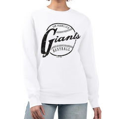 San Francisco Giants G-III 4Her by Carl Banks Women's Distressed Baseball Team Fleece Pullover Sweatshirt - White - MLB Online