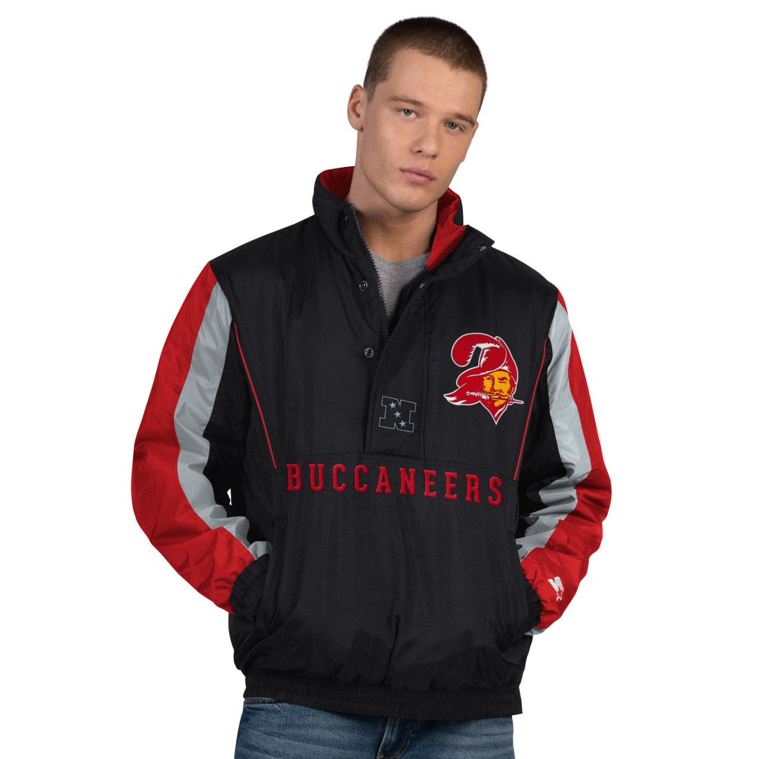 Tampa Bay Buccaneers Starter Thursday Night Gridiron Vintage Logo Half-Zip Jacket Black