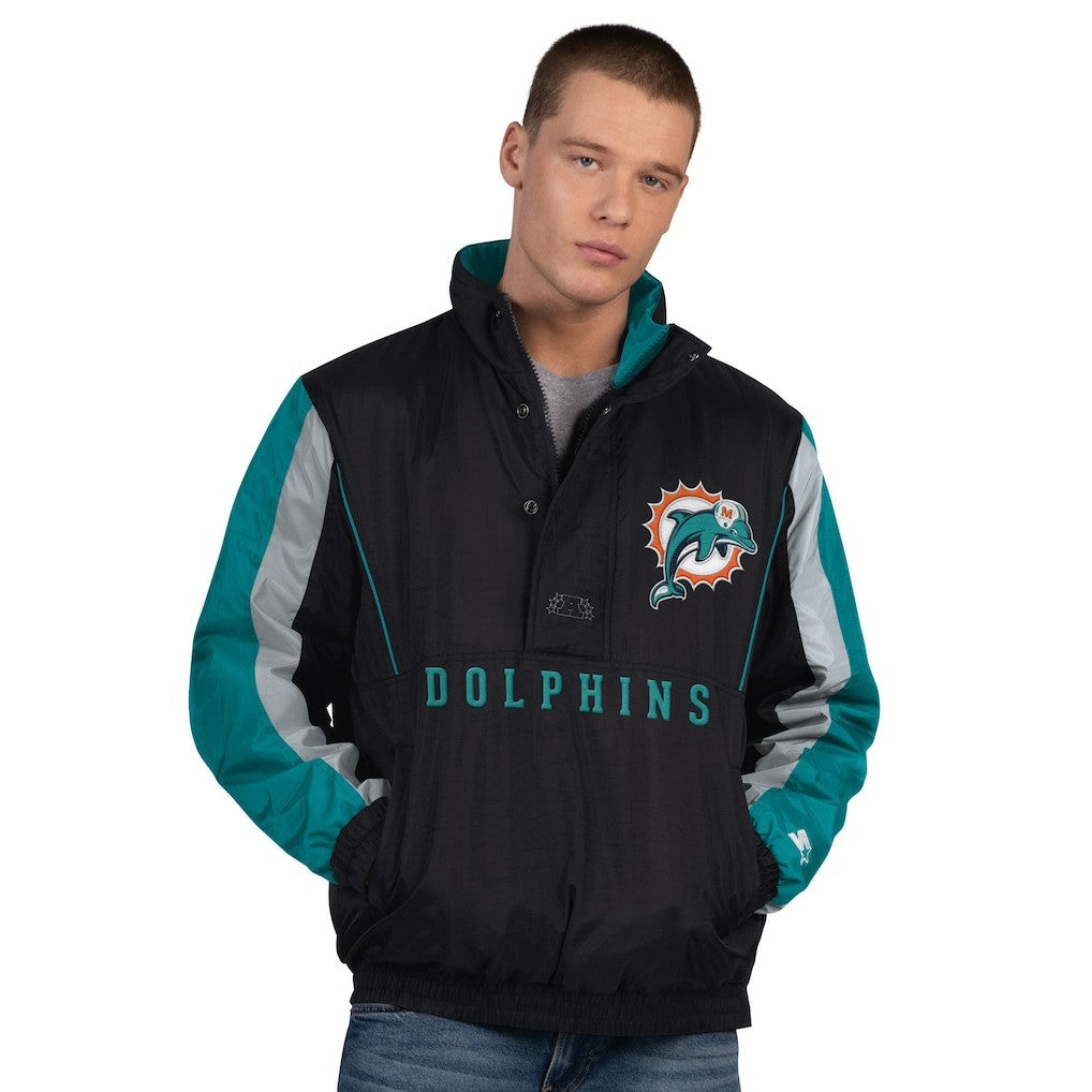 Miami Dolphins Starter Thursday Night Gridiron Vintage Logo Half-Zip Jacket Black