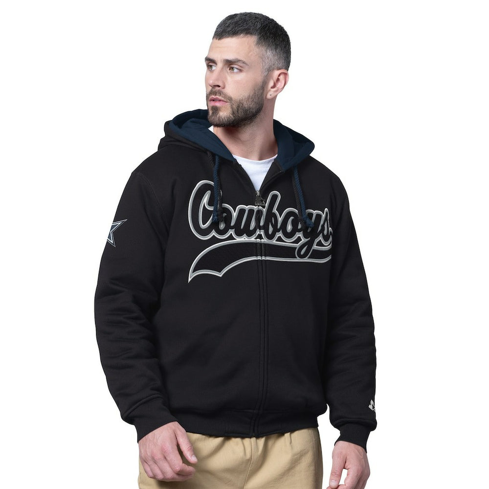 Dallas Cowboys Starter Big Shot Full-Zip Double Hoodie Black