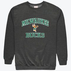 Milwaukee Bucks Hardwood Classics Big & Tall Crewneck Sweatshirt Heather Charcoal | Mitchell & Ness Near Me