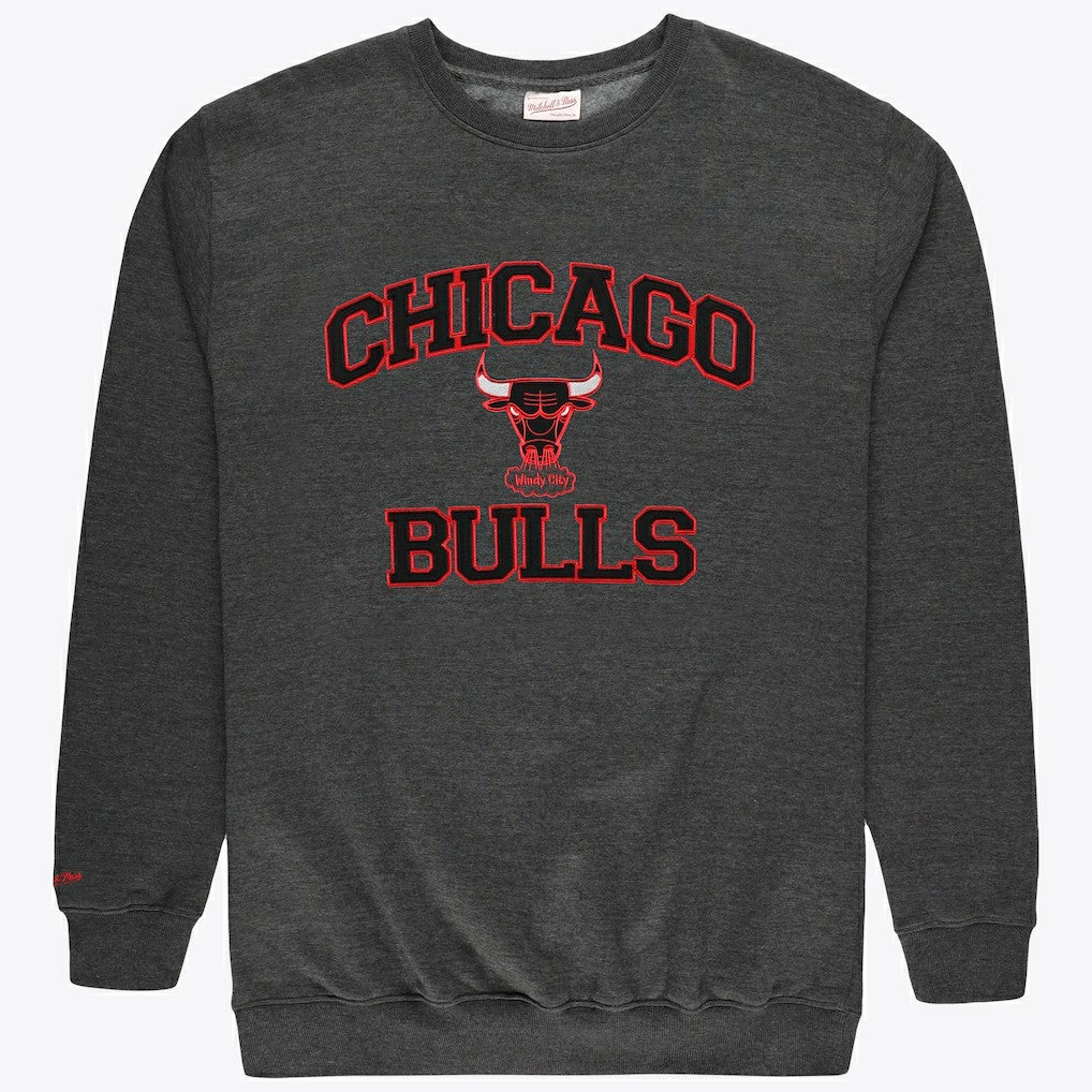 Chicago Bulls Hardwood Classics Big & Tall Crewneck Sweatshirt Heather Charcoal | Mitchell & Ness outlet