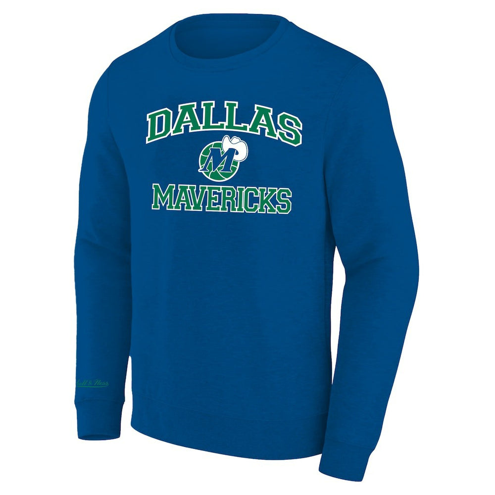 Dallas Mavericks Hardwood Classics Big & Tall Crewneck Sweatshirt Heather Blue | Mitchell & Ness US