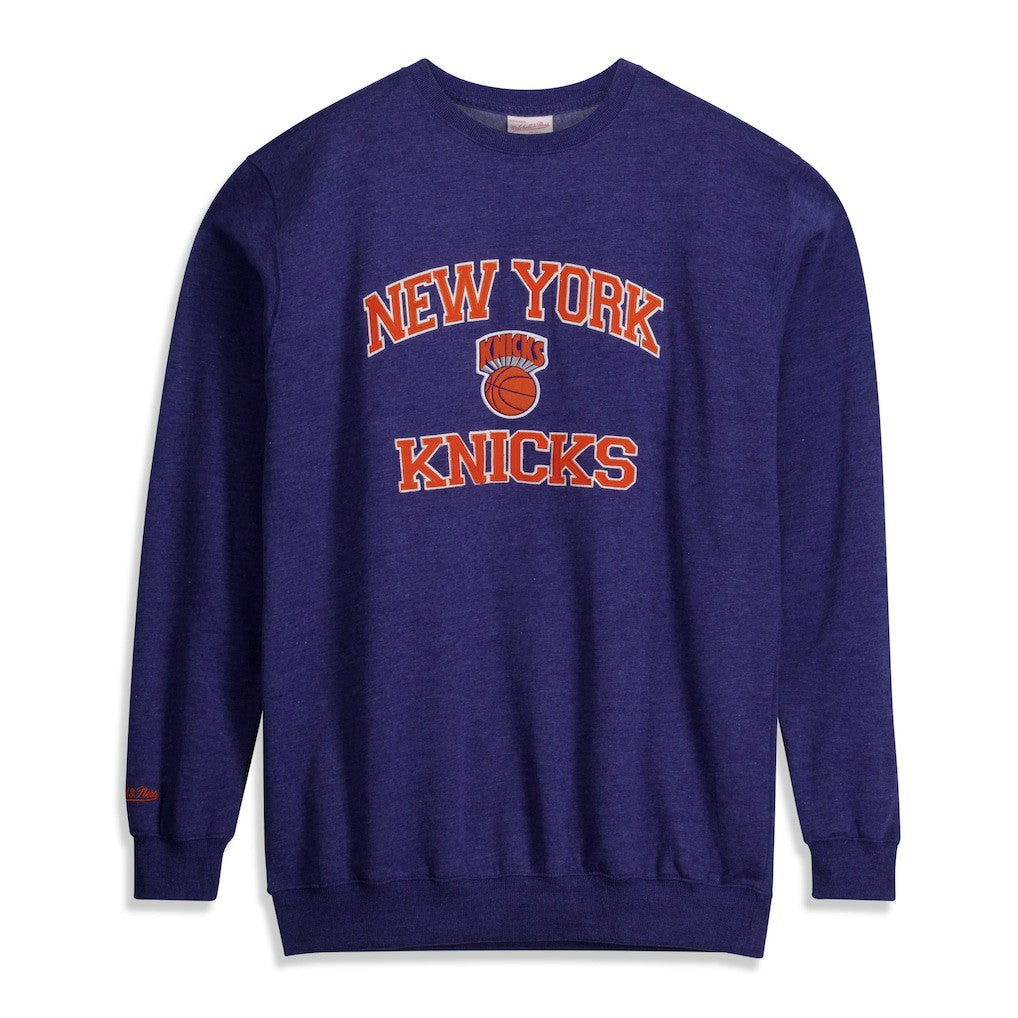 New York Knicks Hardwood Classics Big & Tall Crewneck Sweatshirt Heather Blue | Mitchell & Ness online
