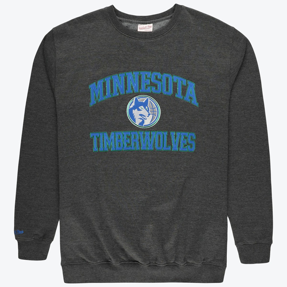 Minnesota Timberwolves Hardwood Classics Big & Tall Crewneck Sweatshirt Heather Charcoal | Mitchell & Ness outlet