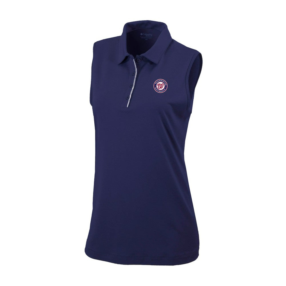 Washington Nationals Columbia Women's Tend The Ball Sleeveless Polo - Navy - Columbia Sale