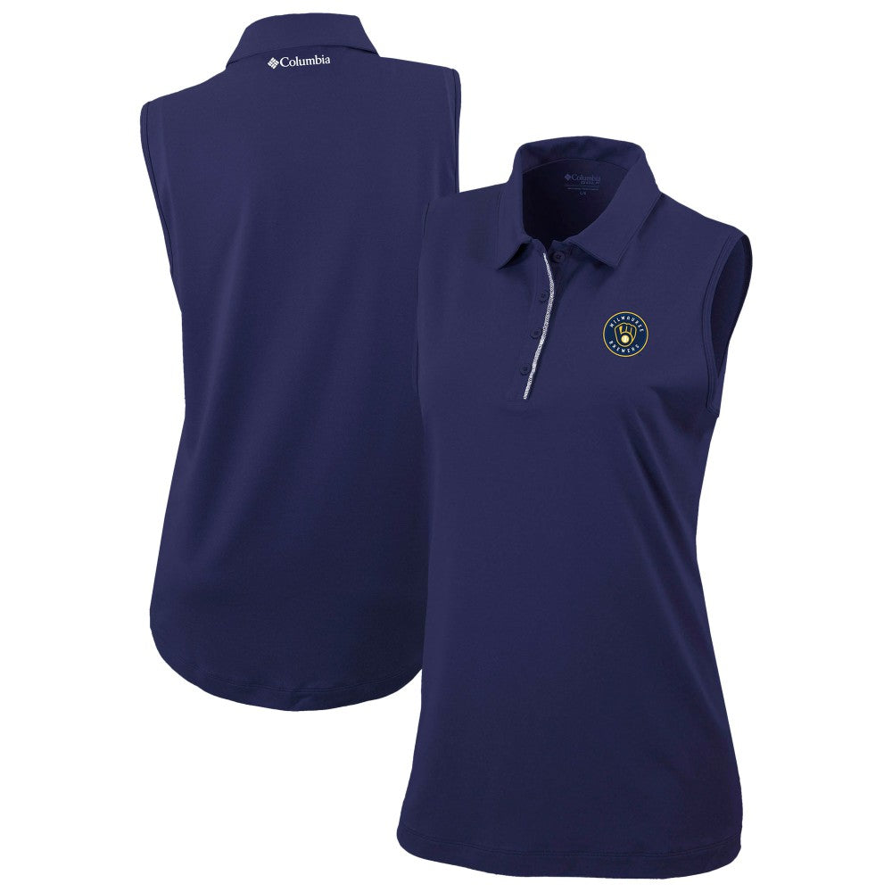 Milwaukee Brewers Columbia Women's Tend The Ball Sleeveless Polo - Navy - Columbia Sale