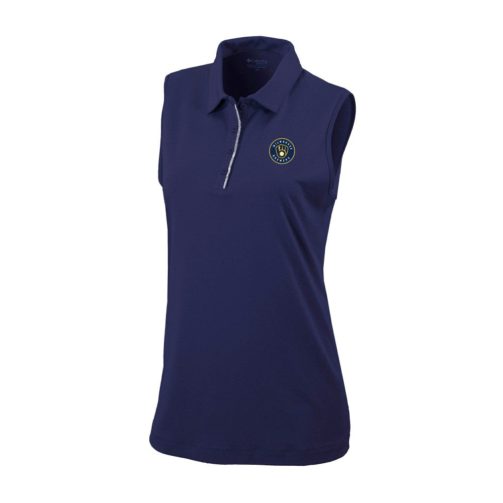 Milwaukee Brewers Columbia Women's Tend The Ball Sleeveless Polo - Navy - Columbia Sale