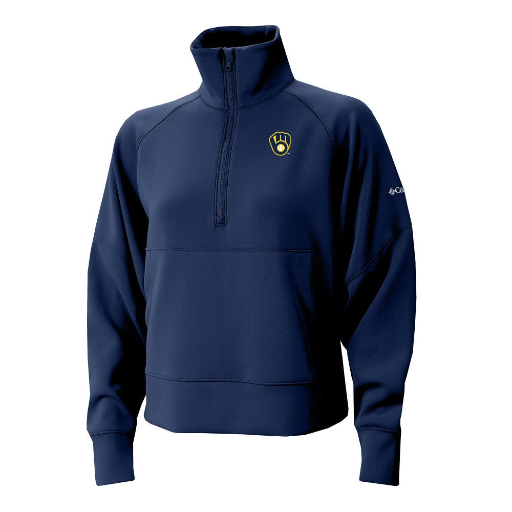 Milwaukee Brewers Columbia Women's Wickhams Hills Raglan Omni-Wick Quarter-Zip Pullover - Navy - Columbia Sale