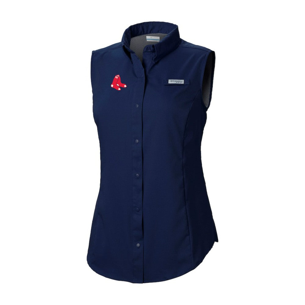 Boston Red Sox Columbia Women's Tamiami Sleeveless Shirt - Navy - Columbia Discount