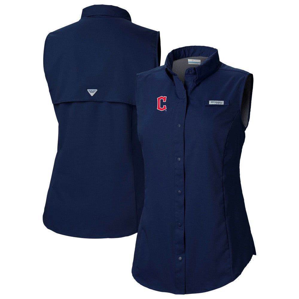 Cleveland Guardians Columbia Women's Tamiami Sleeveless Shirt - Navy - Columbia Online
