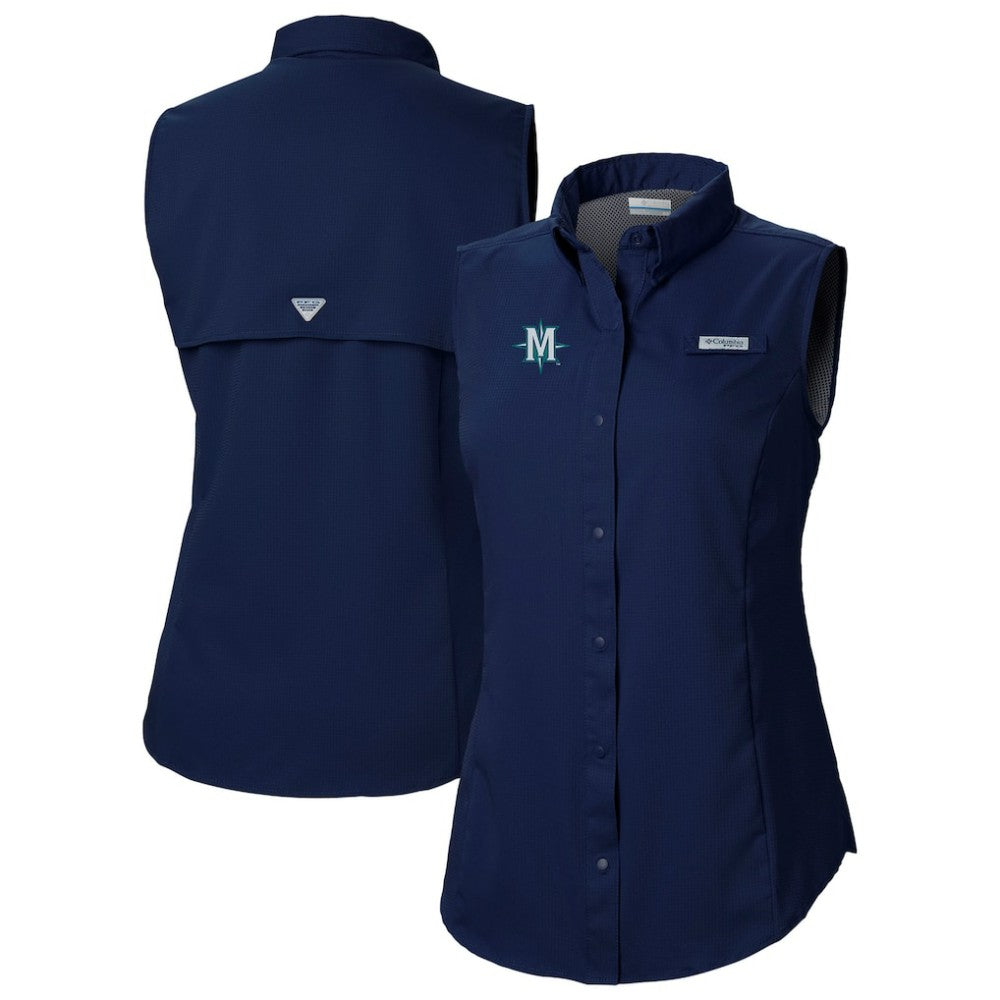 Seattle Mariners Columbia Women's Tamiami Sleeveless Shirt - Navy - Columbia Sale