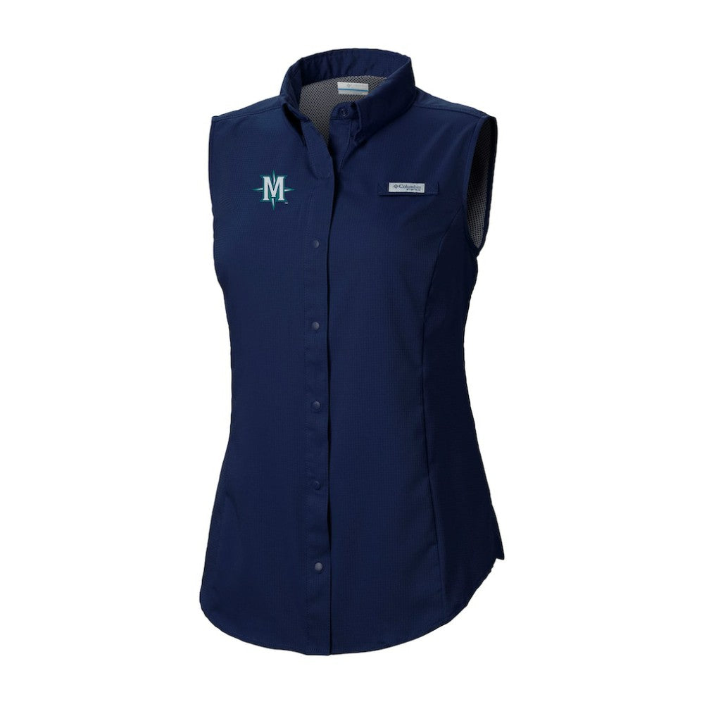 Seattle Mariners Columbia Women's Tamiami Sleeveless Shirt - Navy - Columbia Sale