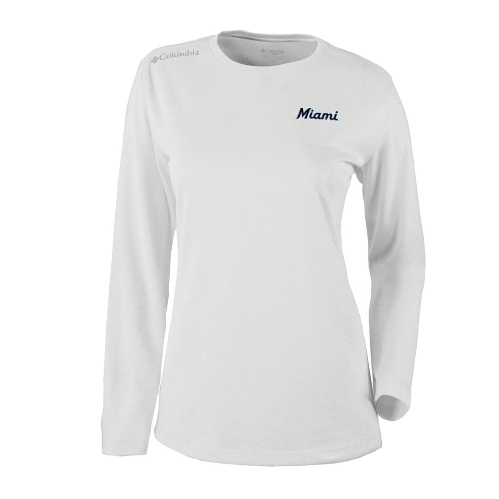 Miami Marlins Columbia Shotgun Long Sleeve T-Shirt - White - Columbia Lifestyle