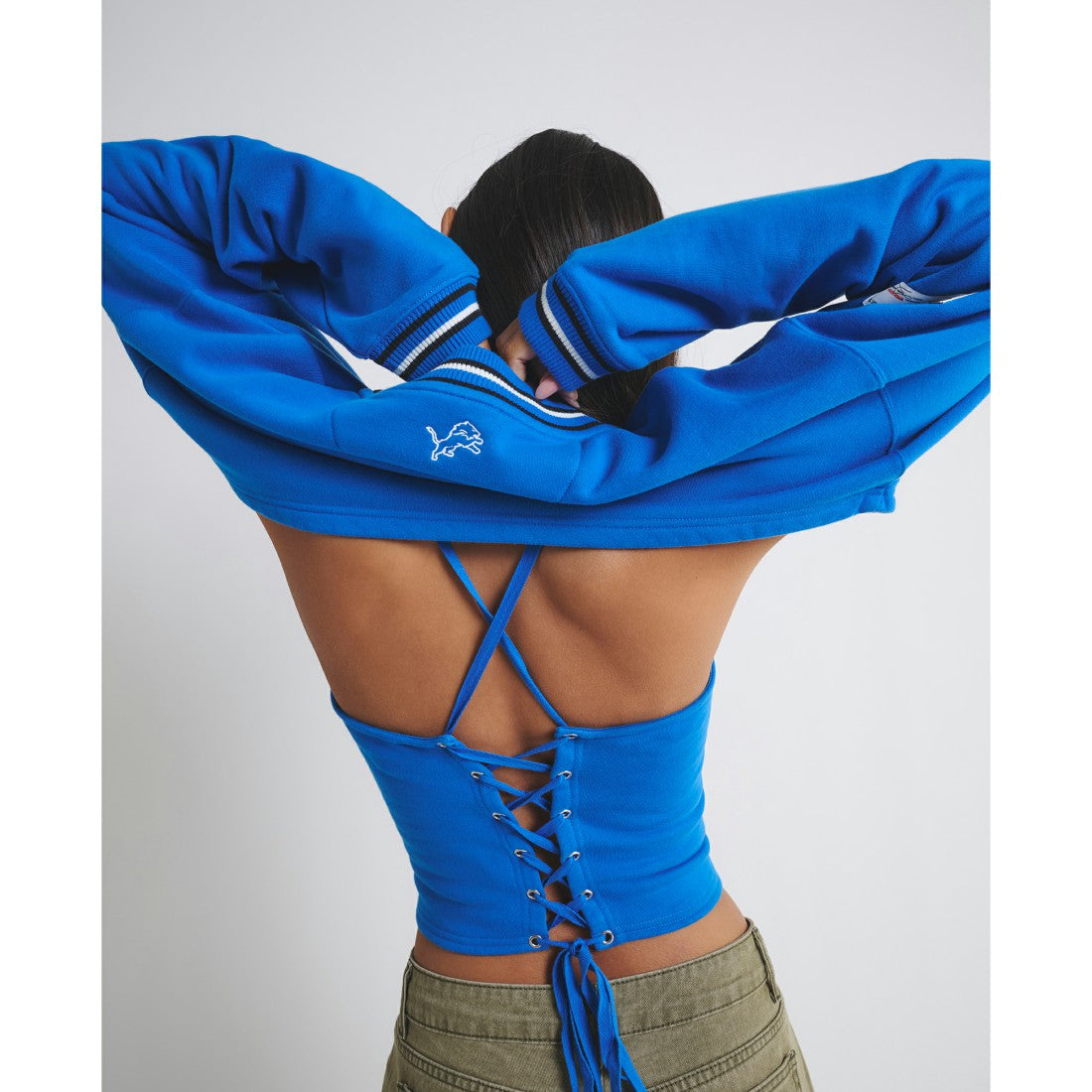 Detroit Lions Off Season Women's Fleece Shrug Cami Blue