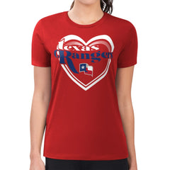 Texas Rangers G-III 4Her by Carl Banks Women's Super-Slim Fit Lightweight Double Heart T-Shirt - Red - MLB on Sale