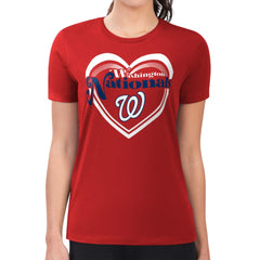Washington Nationals G-III 4Her by Carl Banks Women's Super-Slim Fit Lightweight Double Heart T-Shirt - Red - MLB Online