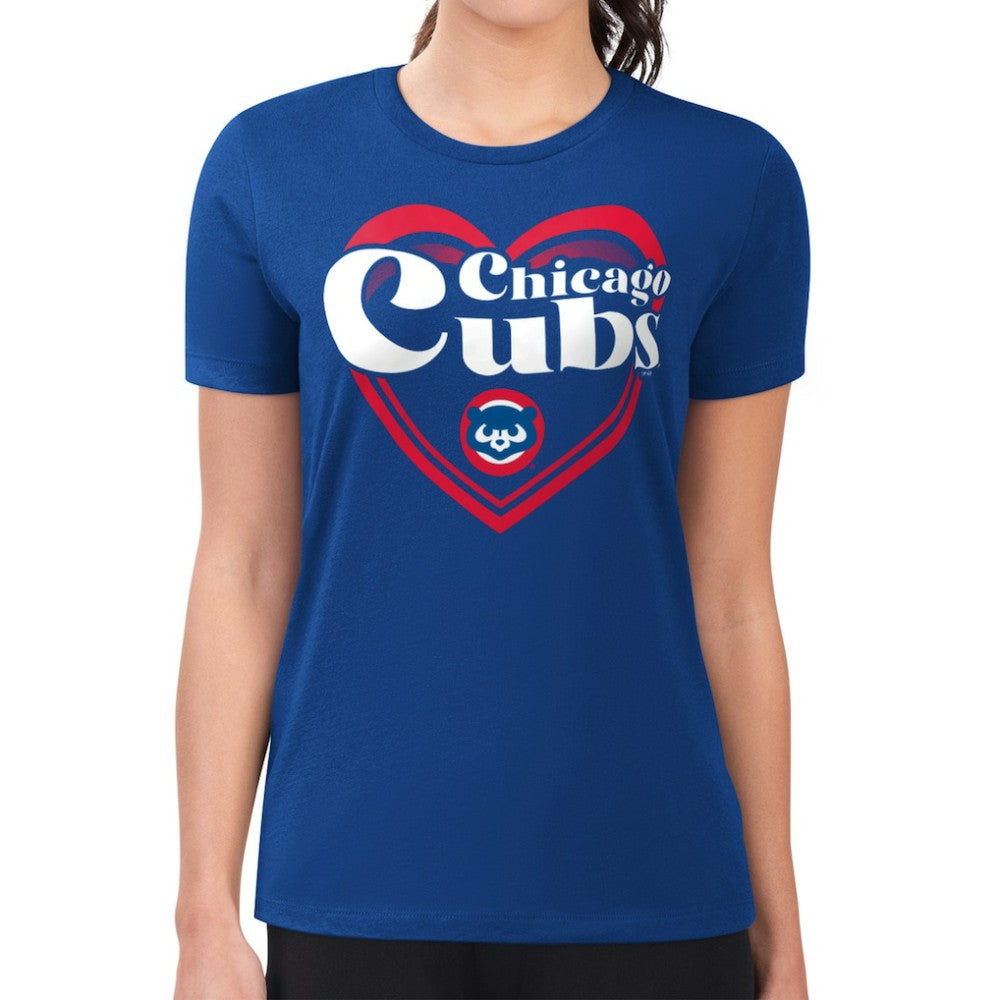 Chicago Cubs G-III 4Her by Carl Banks Women's Super-Slim Fit Lightweight Double Heart T-Shirt - Royal - MLB Online
