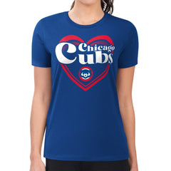 Chicago Cubs G-III 4Her by Carl Banks Women's Super-Slim Fit Lightweight Double Heart T-Shirt - Royal - MLB Online