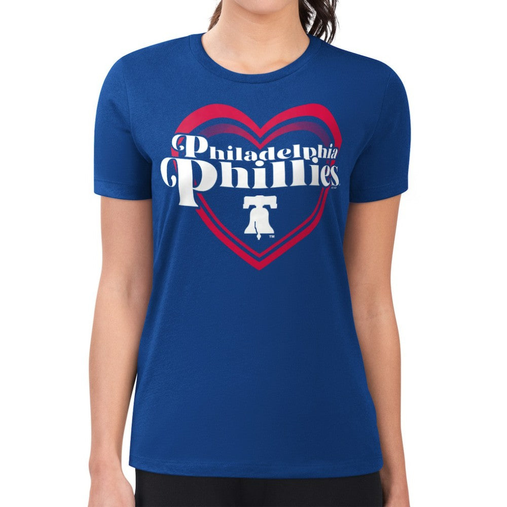 Philadelphia Phillies G-III 4Her by Carl Banks Women's Super-Slim Fit Lightweight Double Heart T-Shirt - Royal - MLB Sale