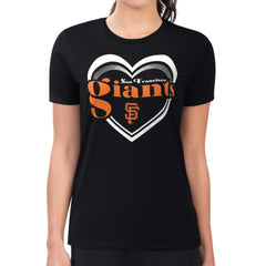 San Francisco Giants G-III 4Her by Carl Banks Women's Super-Slim Fit Lightweight Double Heart T-Shirt - Black - MLB Discount