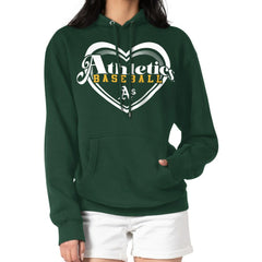 Athletics G-III 4Her by Carl Banks Women's Double Heart Fleece Pullover Hoodie - Green - MLB Sale