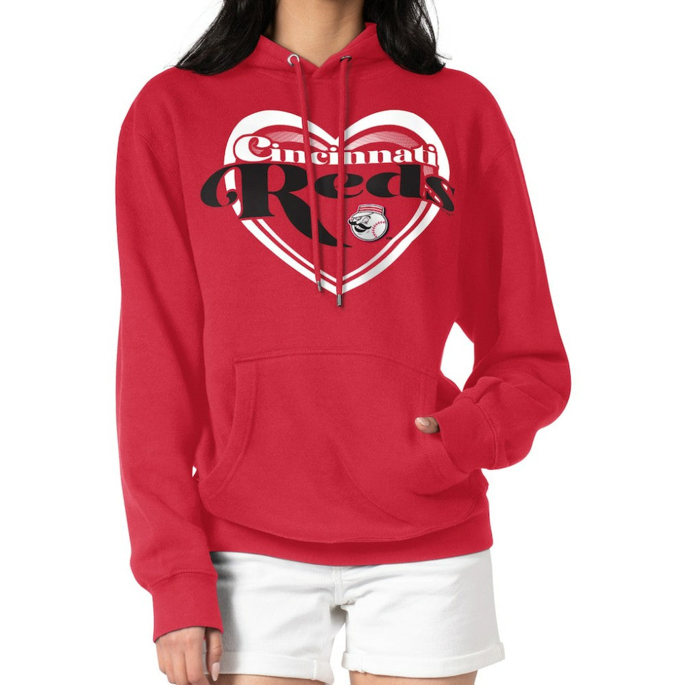 Cincinnati Reds G-III 4Her by Carl Banks Women's Double Heart Fleece Pullover Hoodie - Red - MLB on Sale