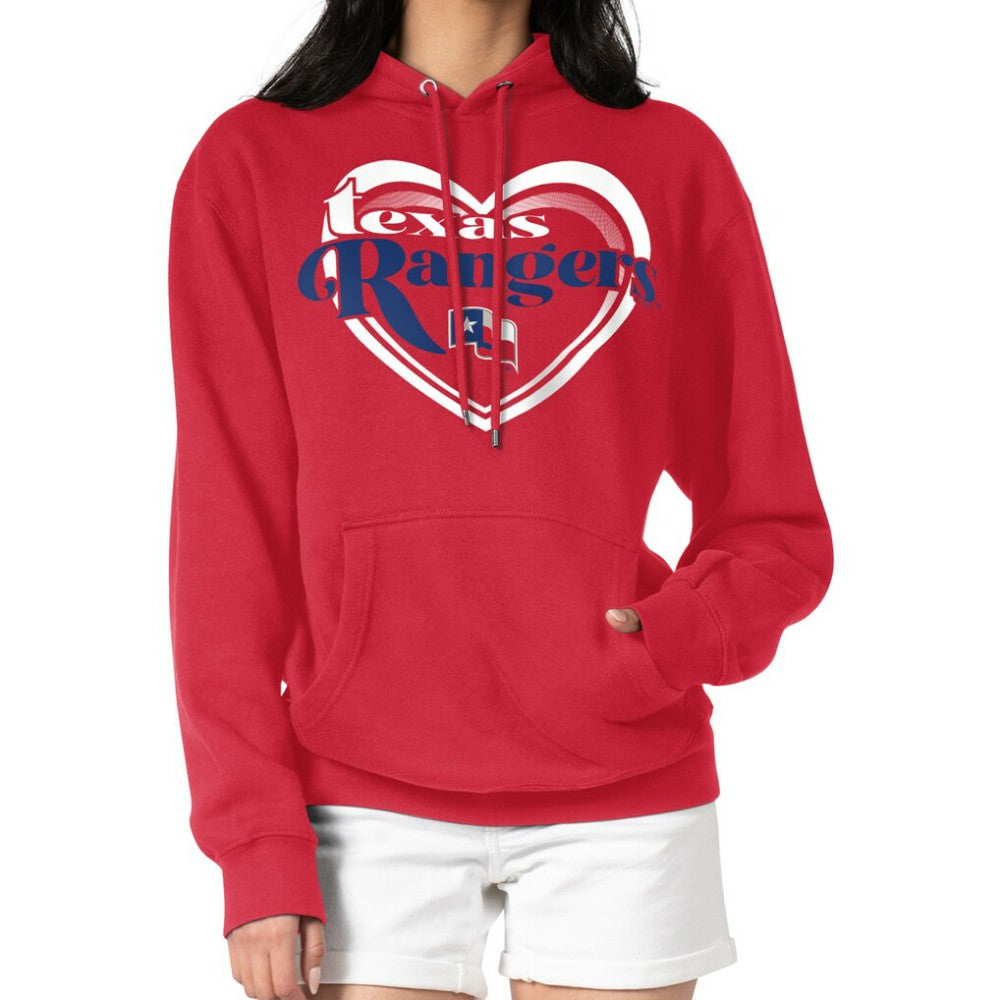 Texas Rangers G-III 4Her by Carl Banks Women's Double Heart Fleece Pullover Hoodie - Red - MLB Sale