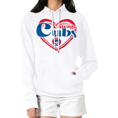 Chicago Cubs G-III 4Her by Carl Banks Women's Double Heart Fleece Pullover Hoodie - White - MLB Sale