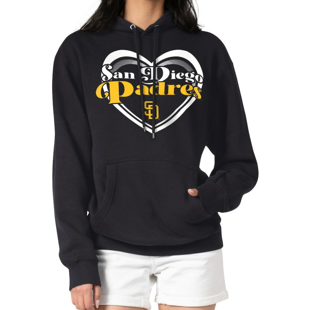 San Diego Padres G-III 4Her by Carl Banks Women's Double Heart Fleece Pullover Hoodie - Black - MLB Online