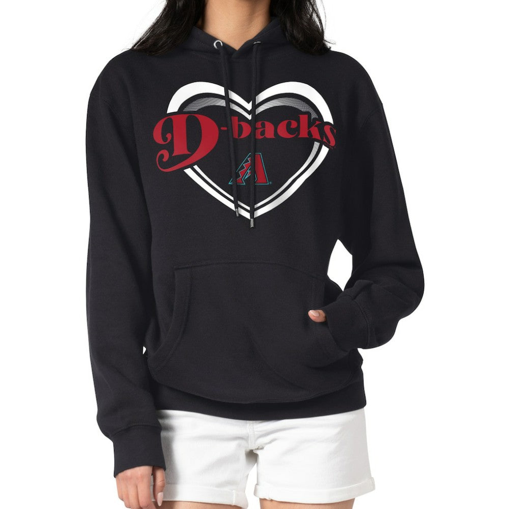 Arizona Diamondbacks G-III 4Her by Carl Banks Women's Double Heart Fleece Pullover Hoodie - Black - MLB Discount