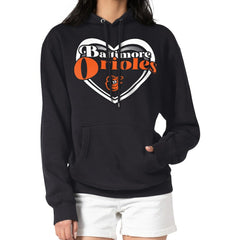 Baltimore Orioles G-III 4Her by Carl Banks Women's Double Heart Fleece Pullover Hoodie - Black - MLB Online