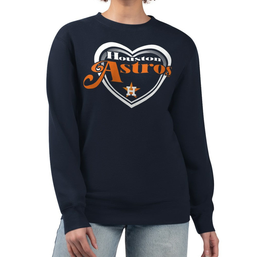 Houston Astros G-III 4Her by Carl Banks Women's Double Heart Fleece Pullover Sweatshirt - Navy - MLB Discount