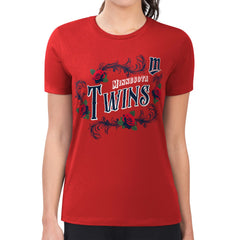 Minnesota Twins G-III 4Her by Carl Banks Women's Super-Slim Fit Lightweight Retro Roses T-Shirt - Red - MLB Discount
