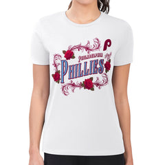 Philadelphia Phillies G-III 4Her by Carl Banks Women's Super-Slim Fit Lightweight Retro Roses T-Shirt - White - MLB Discount