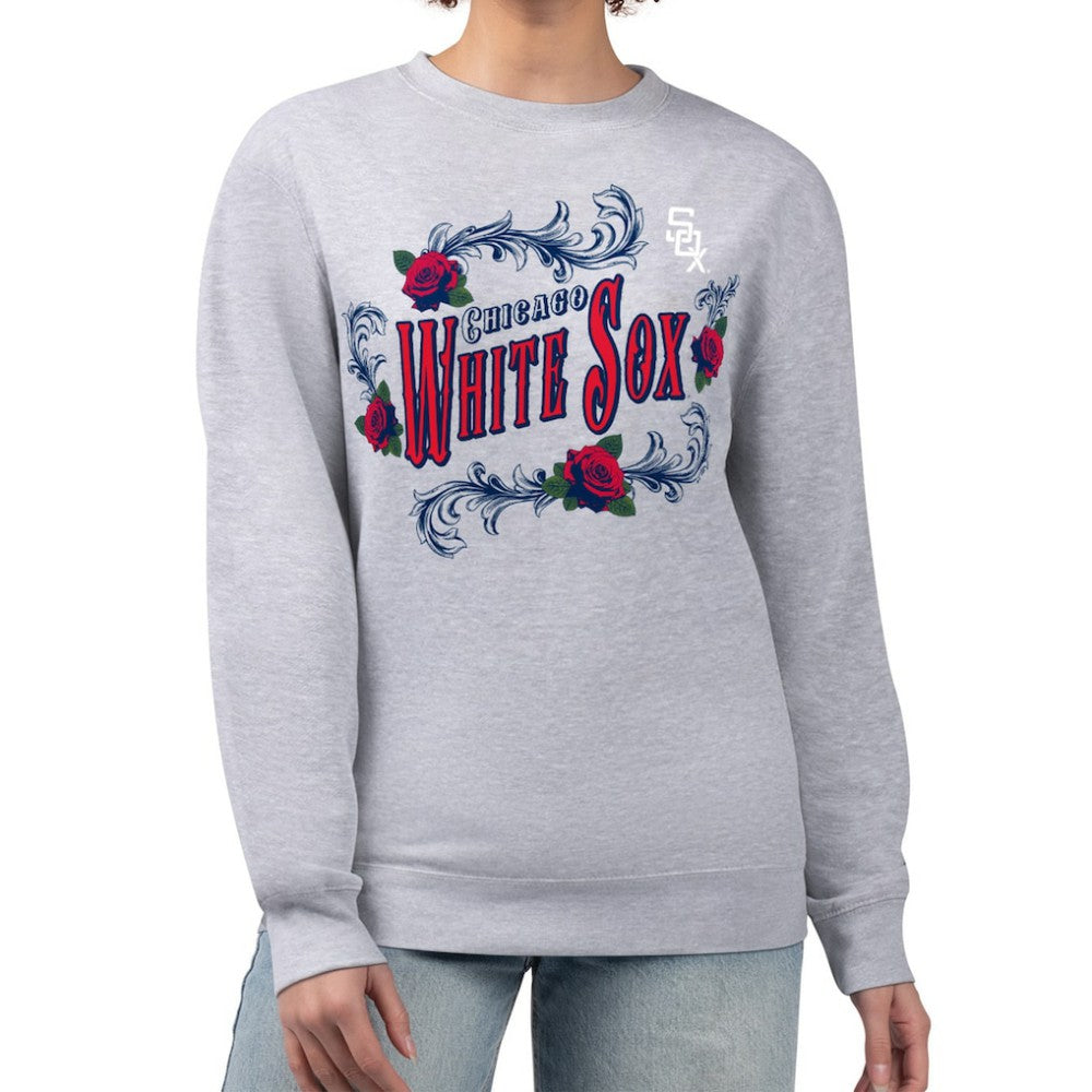 Chicago White Sox G-III 4Her by Carl Banks Women's Retro Roses Fleece Pullover Sweatshirt - Gray - MLB Lifestyle