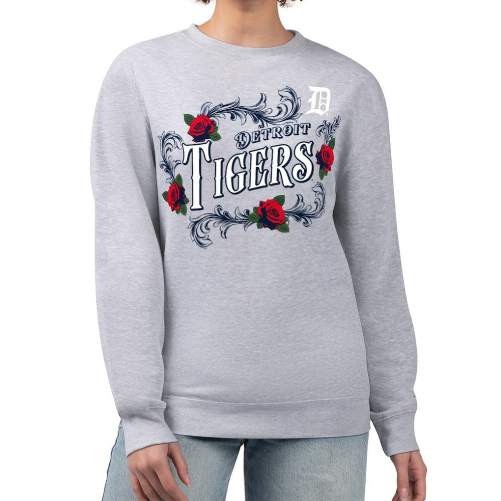 Detroit Tigers G-III 4Her by Carl Banks Women's Retro Roses Fleece Pullover Sweatshirt - Gray - MLB Online