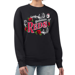 Cincinnati Reds G-III 4Her by Carl Banks Women's Retro Roses Fleece Pullover Sweatshirt - Black - MLB Online