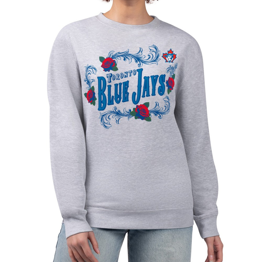 Toronto Blue Jays G-III 4Her by Carl Banks Women's Retro Roses Fleece Pullover Sweatshirt - Gray - MLB Online