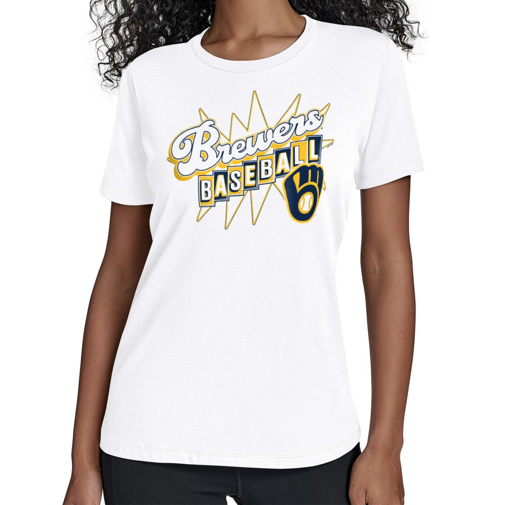 Milwaukee Brewers Starter Women's Drive-In T-Shirt - White - MLB Lifestyle