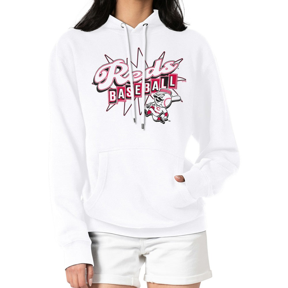 Cincinnati Reds Starter Women's Drive-In Pullover Hoodie - White - MLB Lifestyle