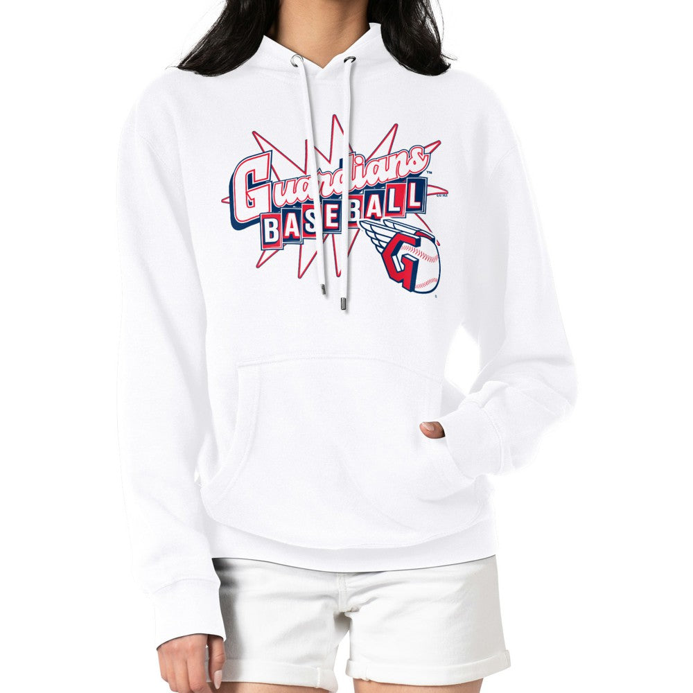 Cleveland Guardians Starter Women's Drive-In Pullover Hoodie - White - MLB Lifestyle